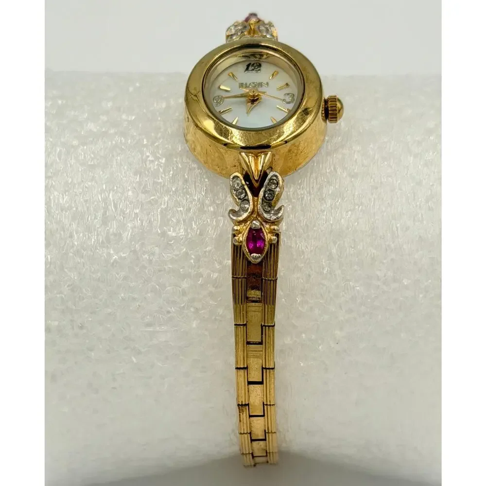 Elgin Women's Petite Genuine Ruby Watch Model EG8077 NEW BATTERY